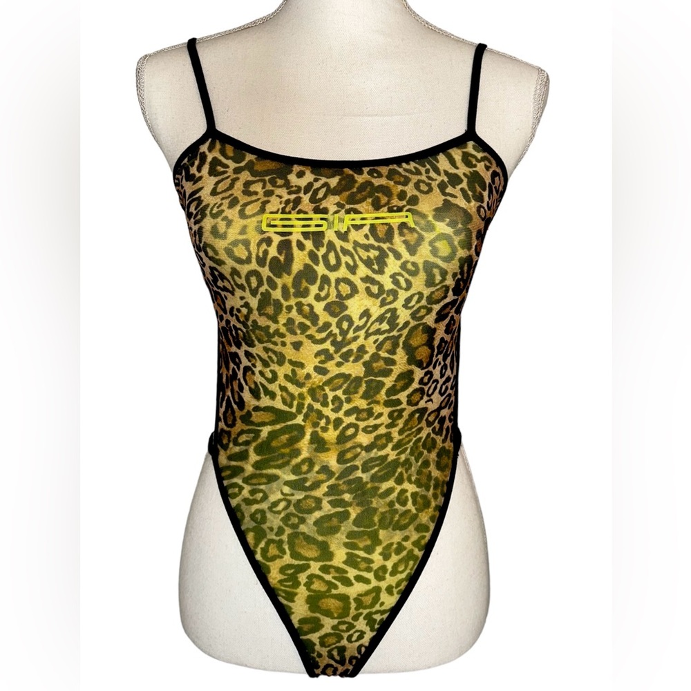 NWOT I AM GIA Dollskill One Piece Leotard Leopard Jaguar Cat XS Extra Small